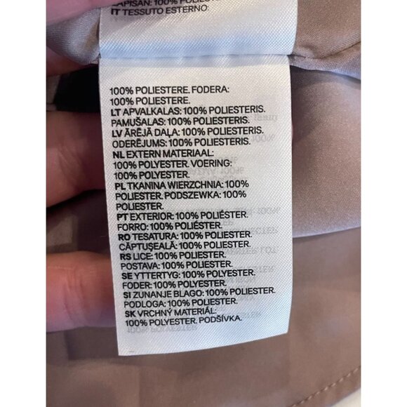 H&M Chiffon Drawstring Waist Dress Powder Beige M Knee-Length Short Wide Sleeves - Picture 12 of 14